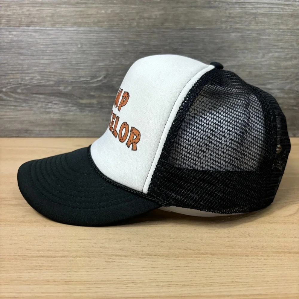 Camp Counselor Hat‎ Cap Snapback Black White Trucker Camping Adjustable
